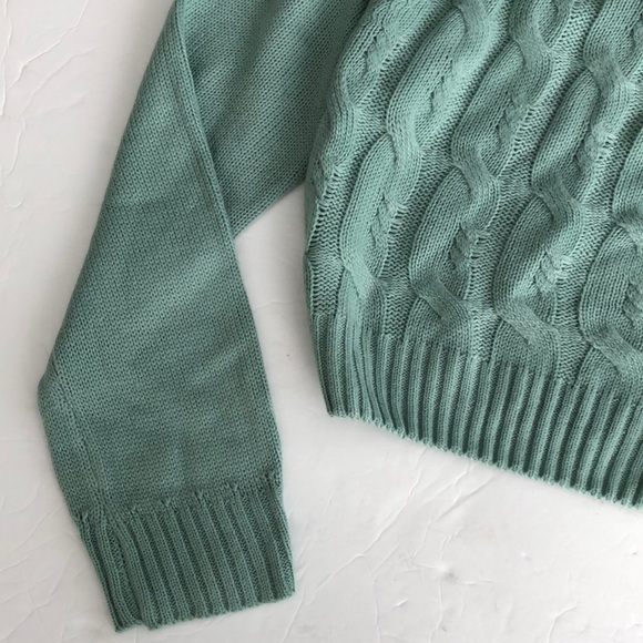 The Vintage Shop Reve Sweater One Shoulder Green Cable Knit SZ L NWT - Picture 5 of 7